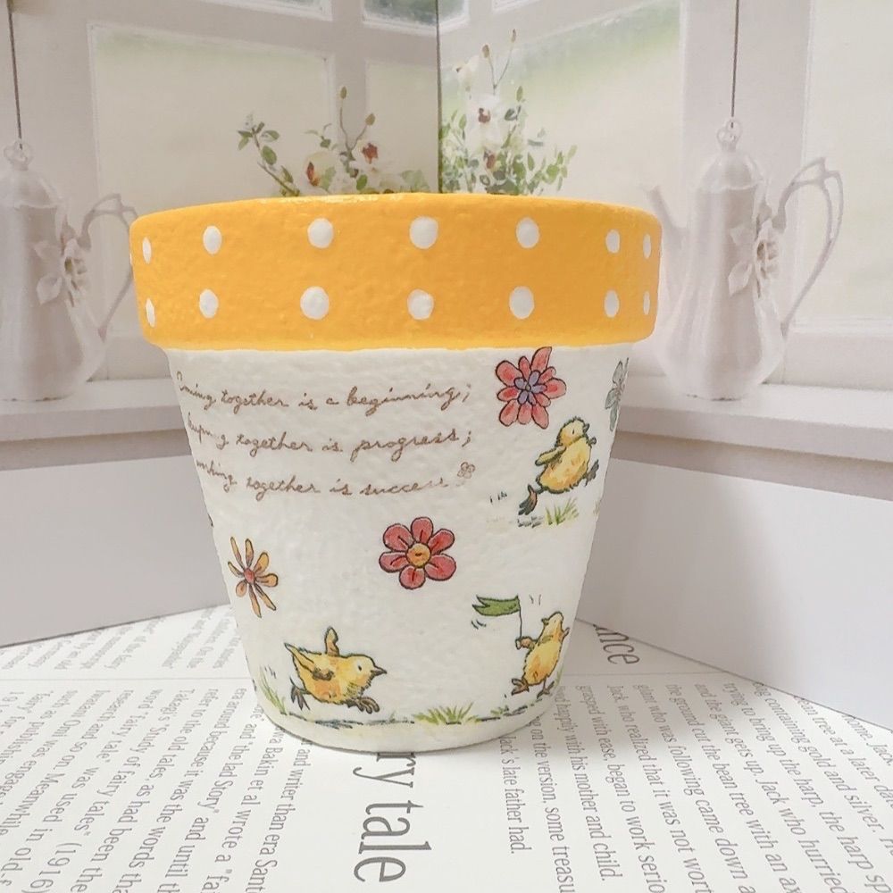 デコパージュ リメイク鉢 Garden&Margaret リメイク鉢【花柄☆2個