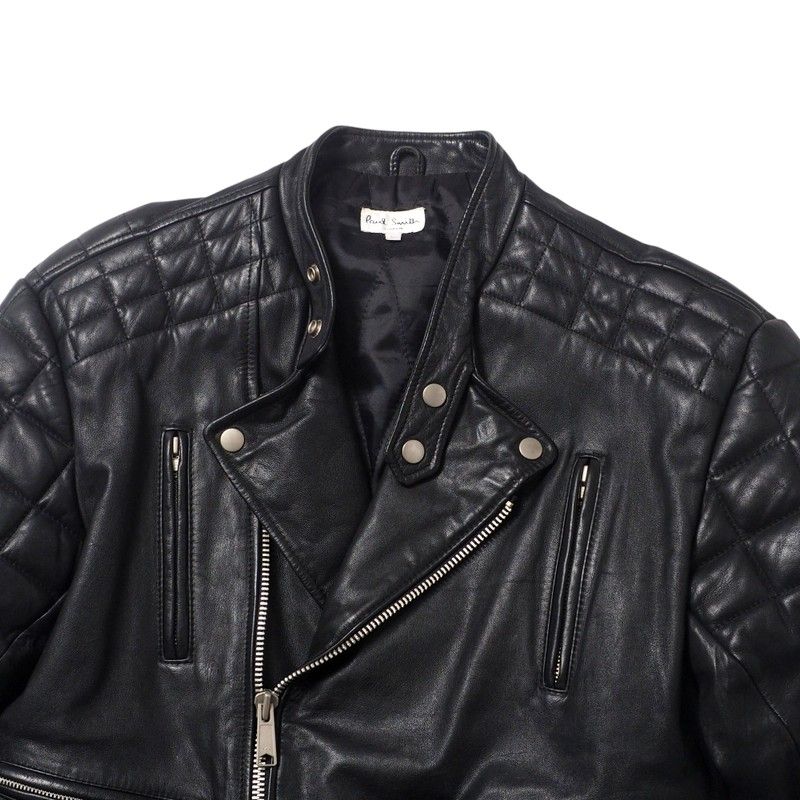 ポールスミス　Paul Smithレザージャケット　ライダース　本革　シングル Paul Smithのライダースジャケットを使った人気ファッション