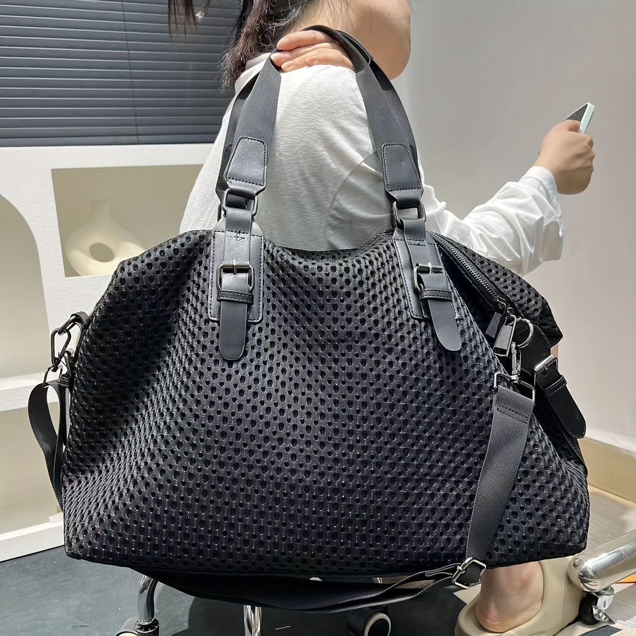 激レア セリーヌ 黒マカダム ボストンバッグ トリオンフ 大容量 4413 CELINE - 激レア セリーヌ 黒マカダム ボストンバッグ