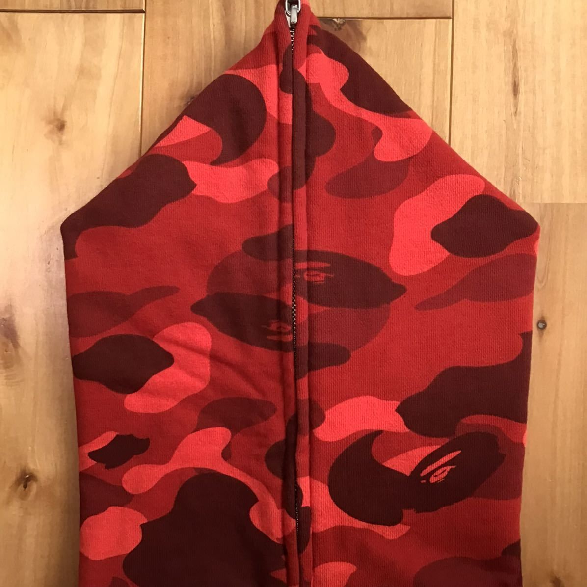 Red camo カレッジロゴ パーカー Lサイズ a bathing ape BAPE full zip hoodie エイプ ベイプ  アベイシングエイプ レッドカモ 迷彩