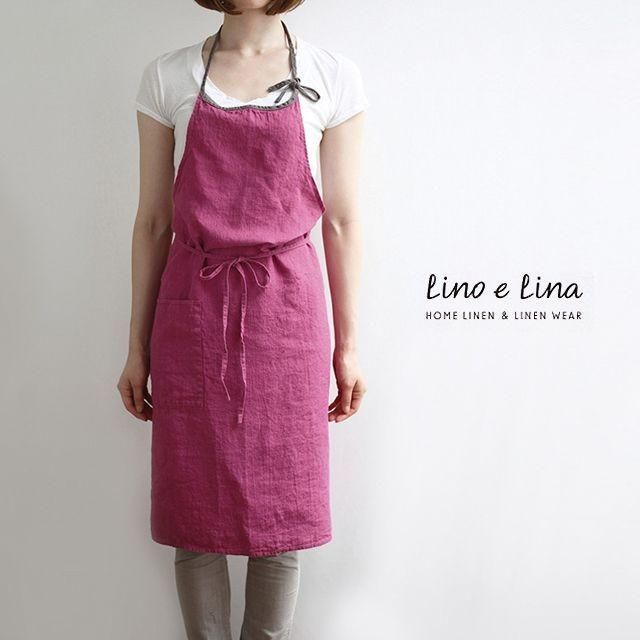 Lino e Lina リーノ エ リーナ フルエプロン ミラ マゼンタ