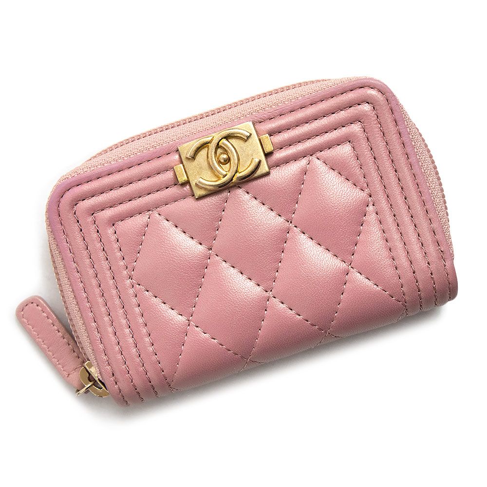 美品 CHANEL　シャネル　ボーイシャネル　ジップコインパース　ピンク