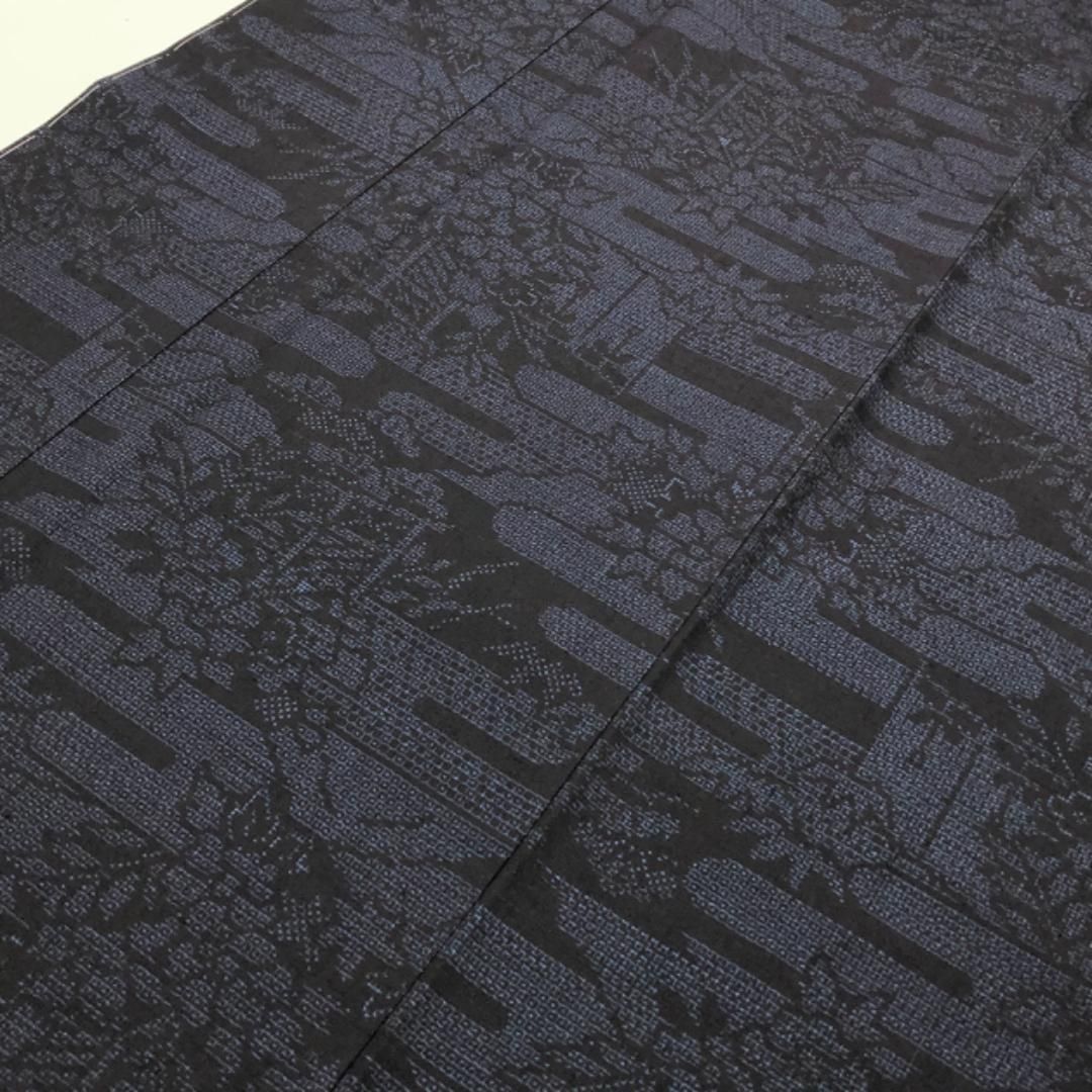 結城紬 100亀甲 エ霞に花柄模様 濃藍色 しつけ糸 K-4653 - メルカリ