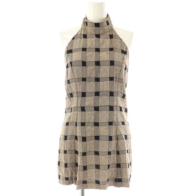 トゥデイフル TODAYFUL 25SS Halterneck Checkjacquard Tops トップス カットソー ホルターネック F ベージュ ブラック |DO OS
