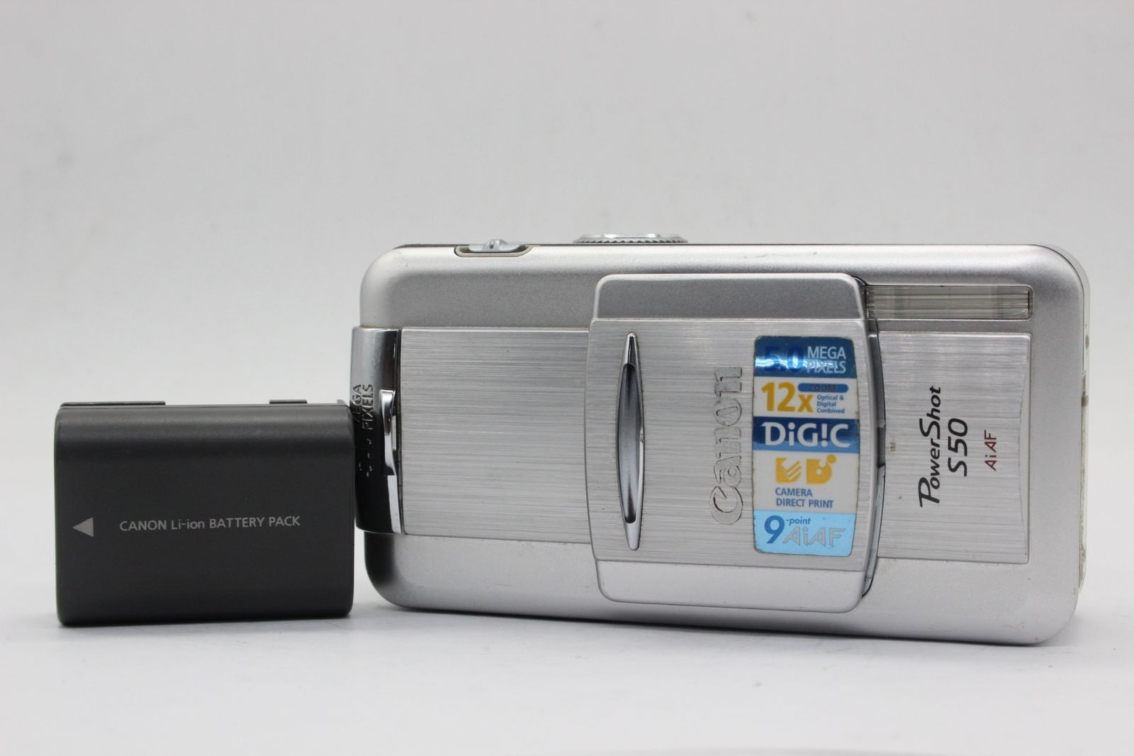 キヤノン 【返品保証】 キャノン Canon PowerShot S50 AiAF 3x バッテリー付き コンパクトデジタルカメラ s9065