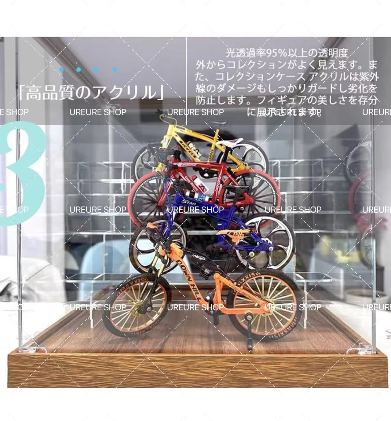 3段フィギュアケース コレクションケース アクリルケース LED