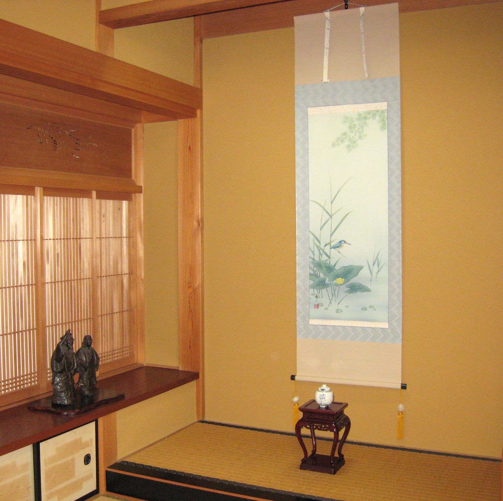 真筆】掛け軸 掛軸 翡翠(かわせみ)◇柳沢寿江 太巻仕様・共箱