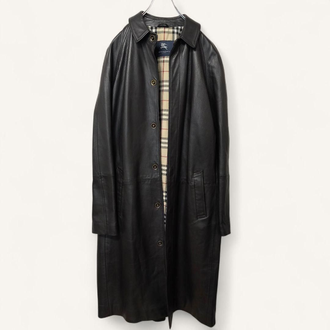 BURBERRY LONDON 本革 レザーコート ノバチェック裏地