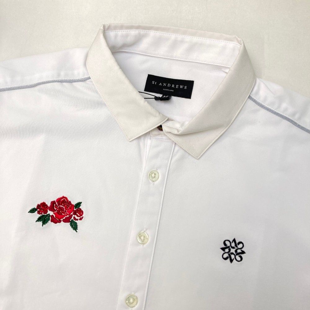 サイズ：M ST ANDREWS セントアンドリュース 半袖ポロシャツ ホワイト