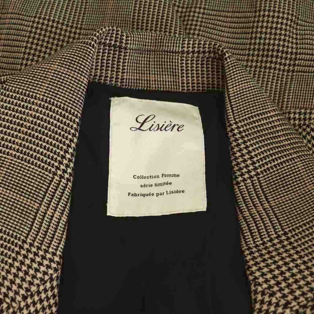 Lisiere L Appartement リジェール アパルトモン 23AW CHECK HANDSOME JACKET ジャケット テーラード ダブル 36 ベージュ ブラック HK OS SIROKUMA-CORPORATION_COM