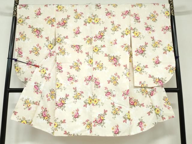 平和屋着物○小振袖 二尺袖 草花文 洗える着物 逸品 新品 DAAY5322ud