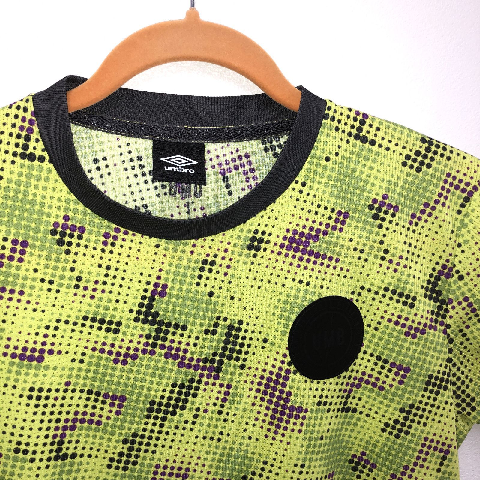 ★8SM2 UMBRO メッシュ　Tシャツ　ゲームシャツ　イエロー　L 古着 古着 美品 umbro アンブロ Tシャツ ゲームシャツ グラフィックデザイン