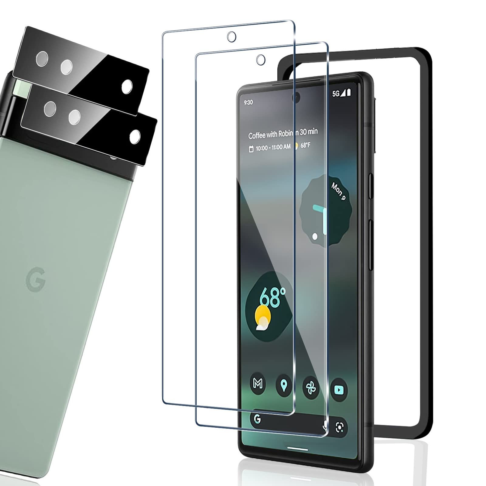 2+2枚セット】Google Pixel 6a 用のガラスフィルム フィルム(2枚) + レンズ保護フィルム (2枚) 強化ガラス液晶保護フィルム液晶 ガラス  ケース フィルム 硬度9H?指紋防止?気泡なし?貼り付け簡単 くい Google Pixel6 a 用の