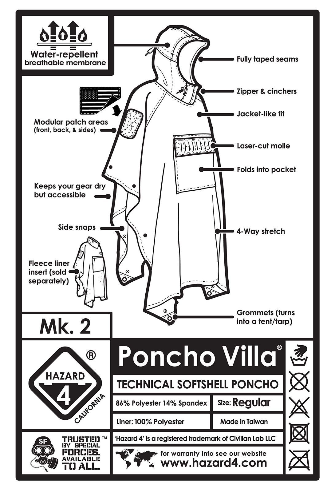 ハザード4 V. 2020 PonchoVilla Softshell Poncho Coyote-www