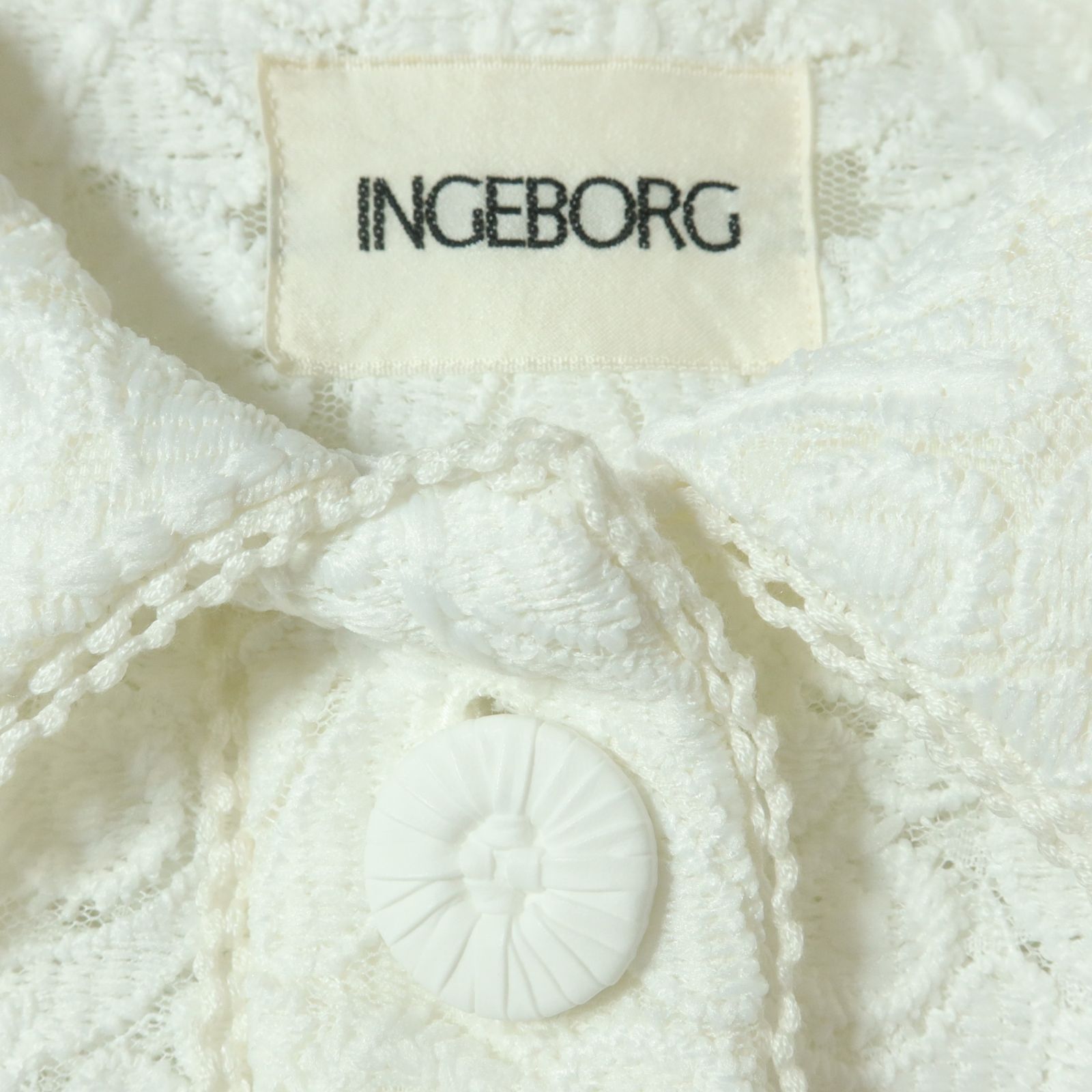インゲボルグ☆総レース♪フラワー刺繍の半袖コート 白系 前開き  