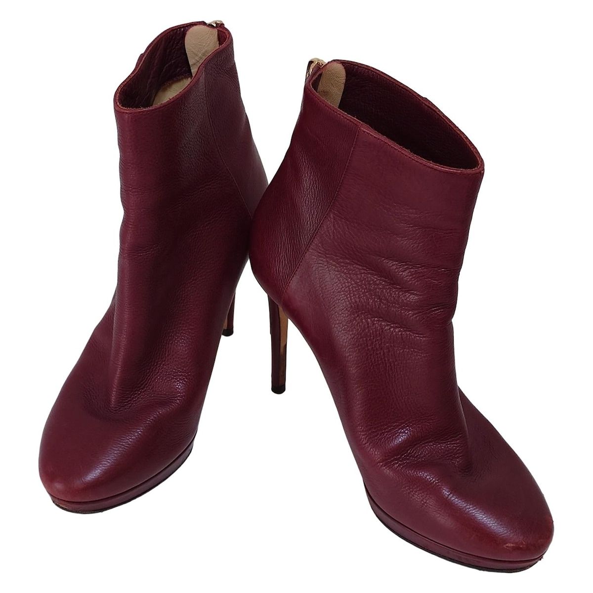 JIMMY CHOO ジミーチュウ ショートブーツ 35 レディース - ボルドー アウトソール張替済 レザー