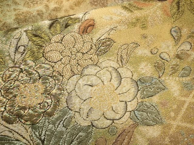 逸品 正絹 西陣織 袋帯 ふくれ織 未使用品 平和屋着物▽西陣 六通柄袋帯 ふくれ織 辻が花纐纈 金糸 証紙付き