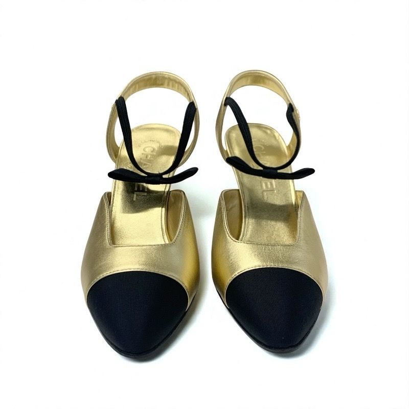 〈新品未使用〉シャネル パンプス 37C ゴールド シャネル CHANEL パンプス 靴 シューズ レザー ゴールド ブラック