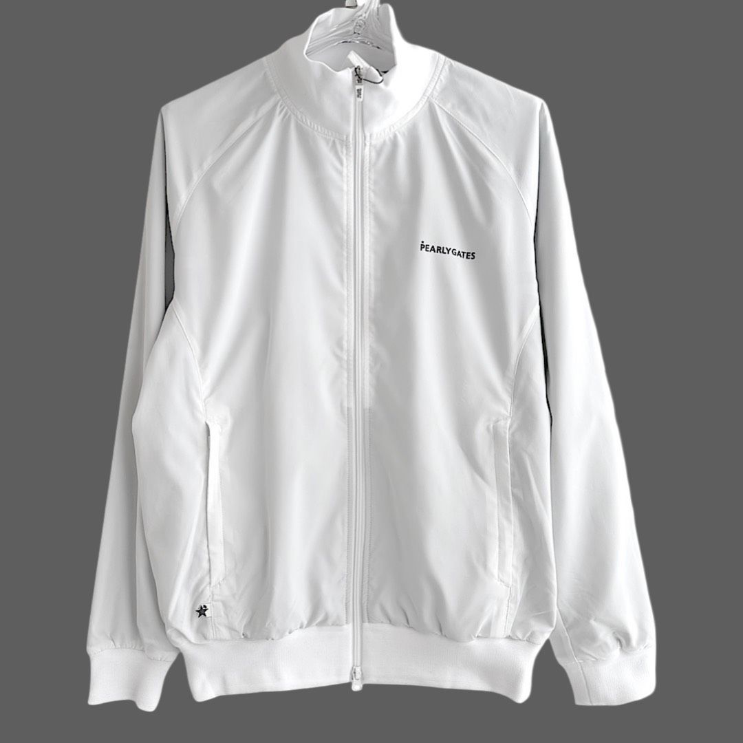 PEARLY GATES パーリーゲイツ 定価40 700円 メンズ 高機能素材 防水 透湿 タフレックス ソーラーセンサーL ロゴ裏地 ストレッチ フルジップ ジャケット ブルゾン ゴルフウェア アウター ホワイト