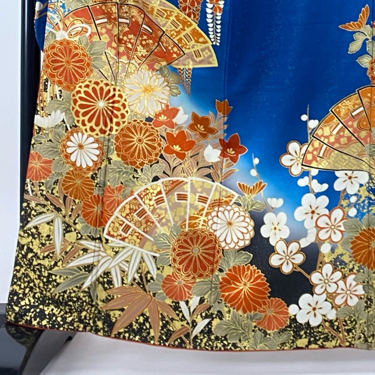 平和屋着物○豪華振袖 総絞り 渡橋草花文 暈し染め 金銀彩 鈴乃屋扱い