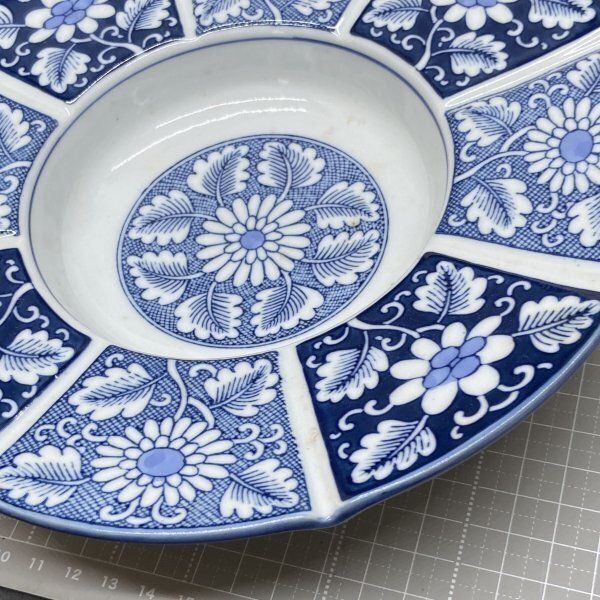 有田焼 灰皿 花柄 ブルー 有田焼 灰皿☆陶器☆染付藍染☆レトロ☆