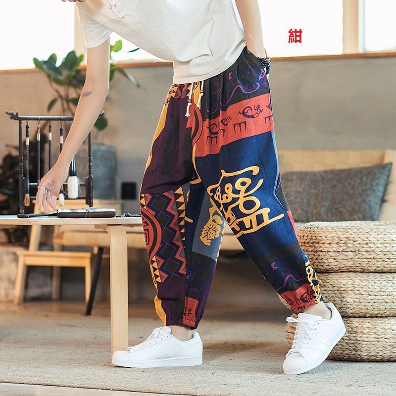 6色サルエルパンツ メンズ ワイドパンツ チノパン ロング 綿麻風