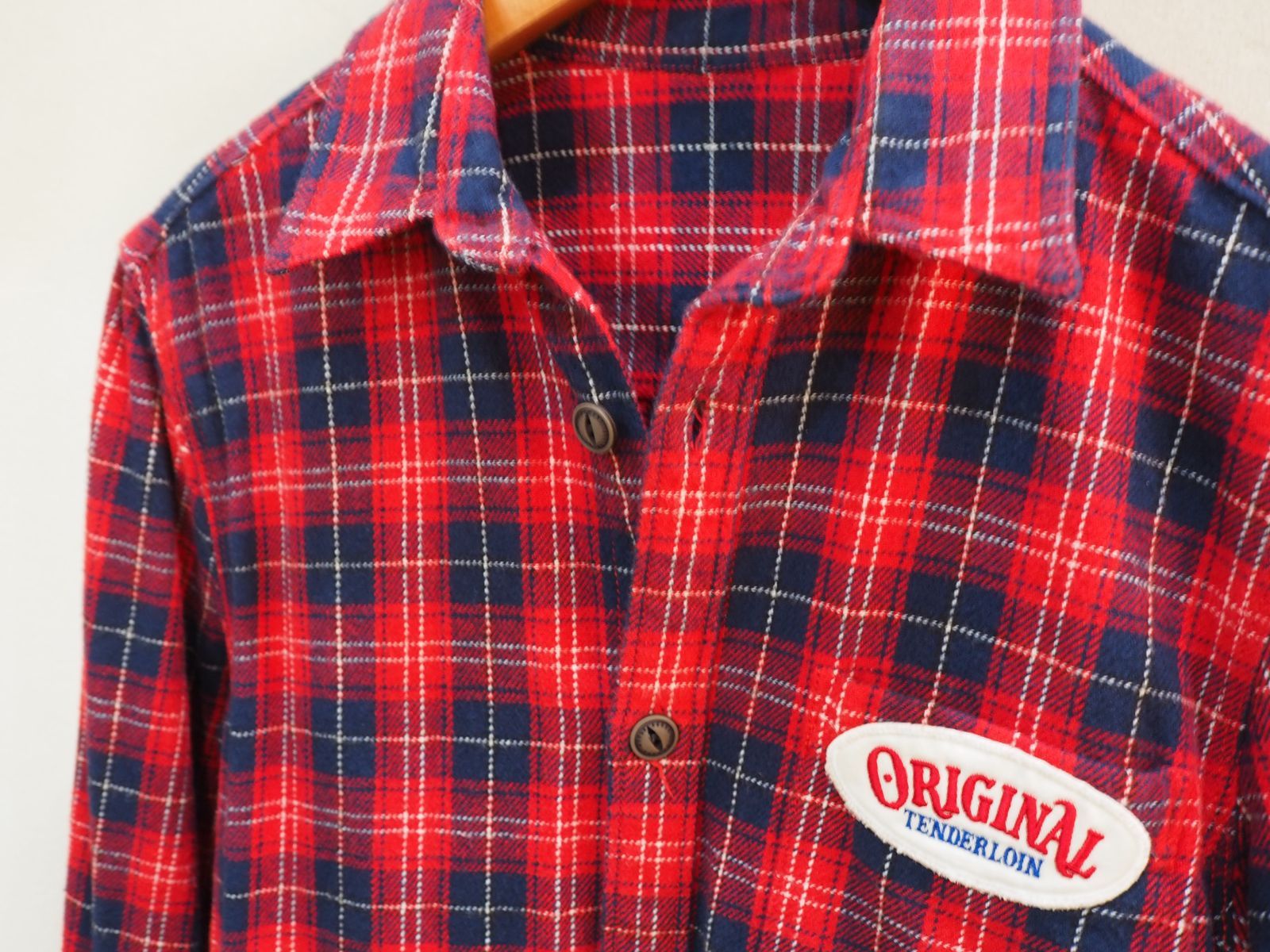 bear2644テンダーロイン 長袖 ネルシャツ 刺繍ロゴ チェック TENDERLOIN テンダーロイン コットン チェック柄 長袖シャツ
