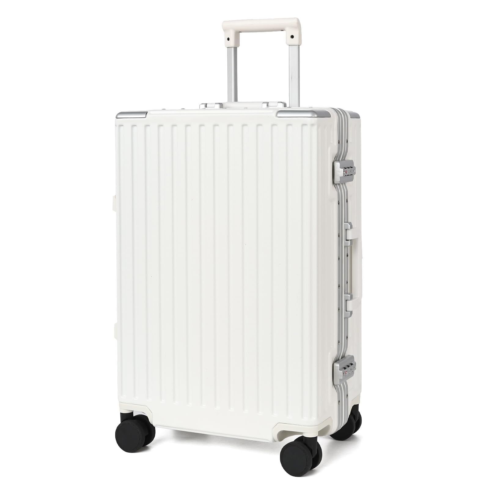 新着商品 出張 旅行 耐衝撃 大型 安心一年 軽量 大容量 YKKファスナー ダブルキャスター ホワイト TSAロック 機内持込み アルミフレーム SS キャリーケース スーツケース タビトラ
