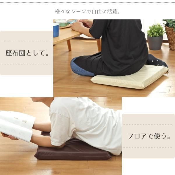 シートクッション 2枚セット 撥水 PUレザー おしゃれ 約40&times;40cm レザー調 フェイクレザー 低反発ウレタン(厚)セット 無地 カバー外せる 合皮