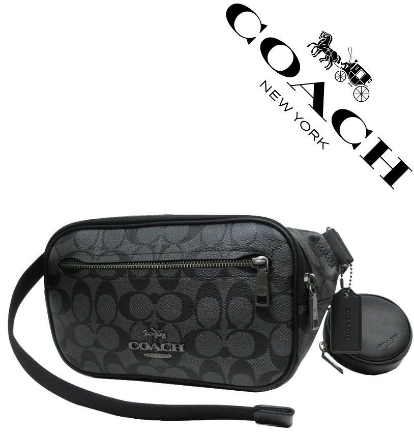 セール中】COACH コーチバッグ CJ506 チャコール×ブラック ミニポーチ  