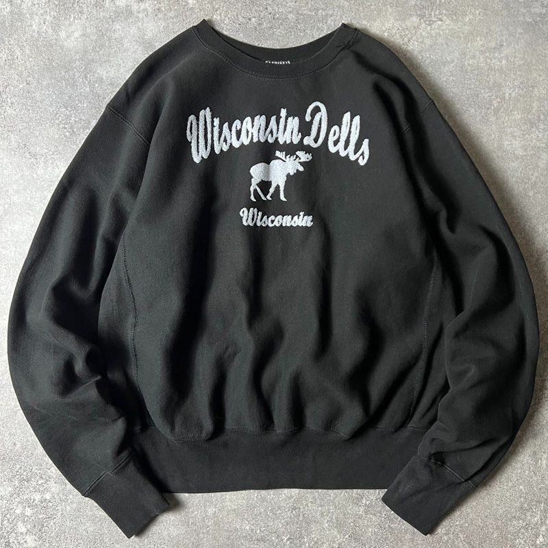 90s USA製 Cotton Exchange 3段 カレッジ フェルト プリント RWタイプ スウェット トレーナー M / 90年代 アメリカ製 オールド リバース