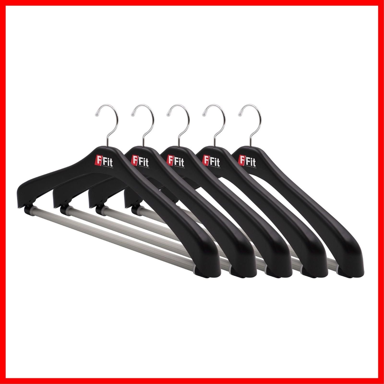 【クーポン有】回転フック「F-Fit」ジャケット回転式47ブラック日本製 シンコハンガー(Shinkohanger)スラックス回転バー付きハンガー幅47cm 5本