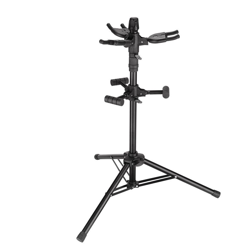 Guitto ギットー 3本用スタンディングギタースタンド GGS 06 T 高さ調節 重力式自動ロック 折りたたみ収納
