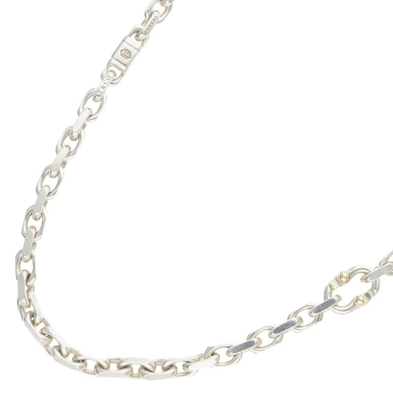 Tiffany&Co. メイカーズ コンビ シルバー ゴールド ネックレス メンズ ティファニー メイカーズ チェーン ネックレス シルバー