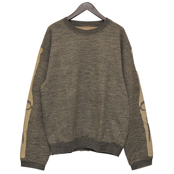 kapital チャコール杢裏毛 BIGクルースウェット ボーンプリント