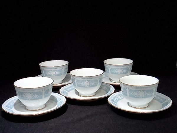 中古良品 ノリタケ レースウッド ゴールド カップ＆ソーサー 5客セット