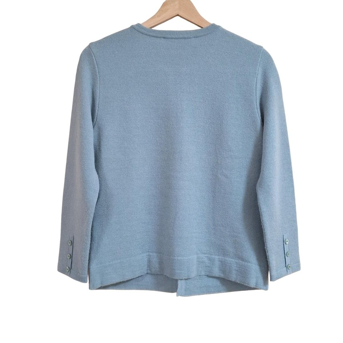 新品 大きいサイズ 46 ハナエモリ HANAE MORI ジャケット ハナエモリ ノーカラージャケット ビジューボタン 蝶々 紺
