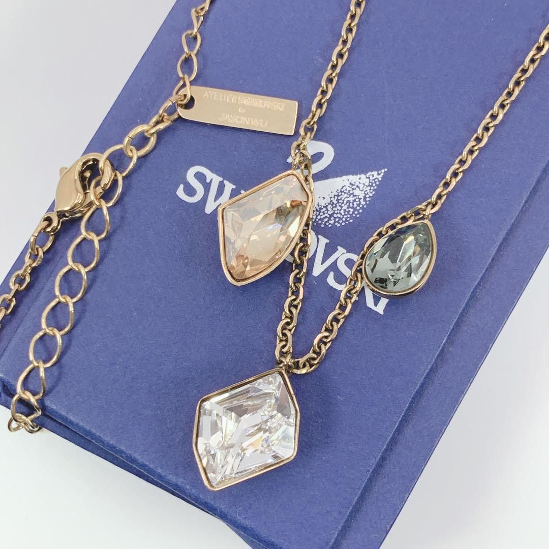 SWAROVSKI スワロフスキー ネックレス ゴールド クリスタル 3粒 - メルカリ