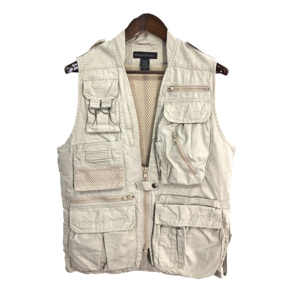 90年代 Banana Republic バナナリパブリック フィッシングベスト ベージュ (メンズ XS) 中古 古着 R1997