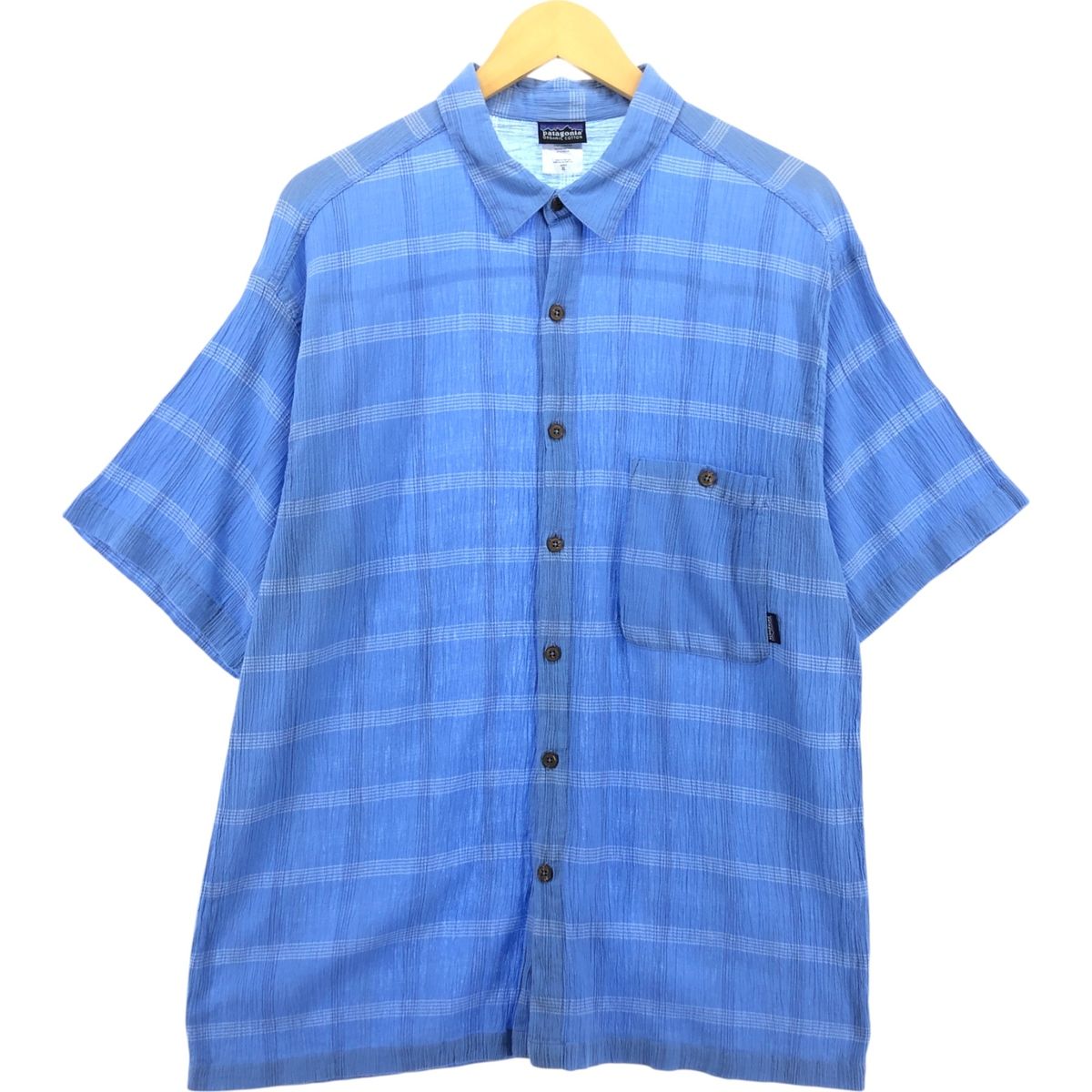 古着 パタゴニア Patagonia ORGANIC COTTON オーガニックコットン 52917SP 楊柳クレープ 半袖 コットン チェックシャツ|eaa560430