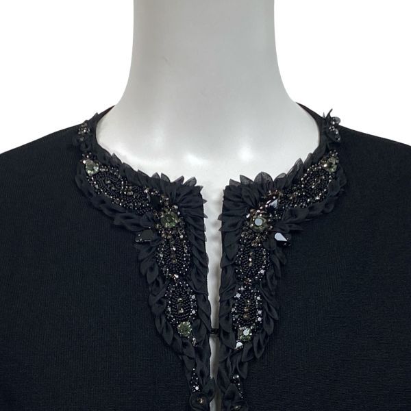 ◆ エポカ EPOCA カーディガン ニット 長袖 クルーネック ビジュー ブラック 40 L 11号 レディース S5V464