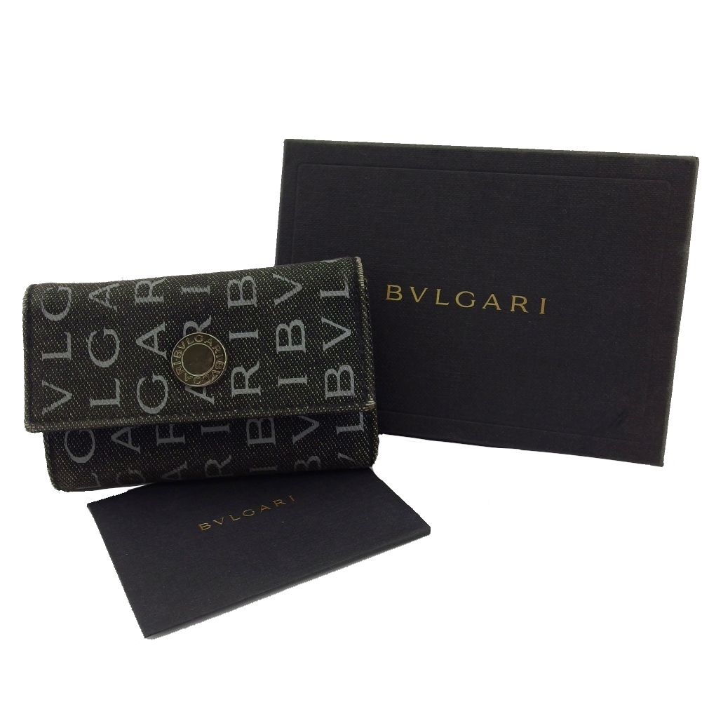 ブルガリ BVLGARI キーケース ロゴマニア グレー 灰色 ブラック
