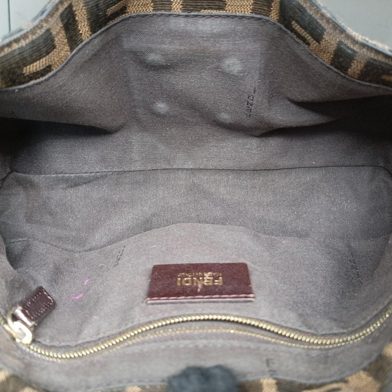 フェンディFendiズッカ マキシバゲットベージュ×ブラウンキャンバス8BT1398BT139-FCP