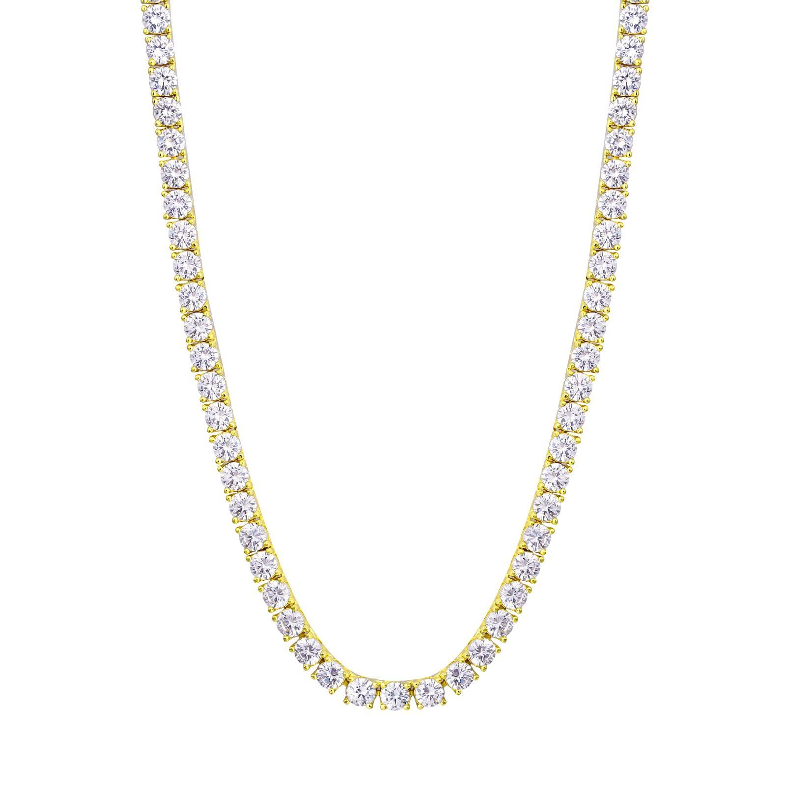 在庫セール メンズ レディース 14K金メッキ チェーンネックレス ジルコニア CZダイヤ ヒップホップ 幅3|4|5mm ジュエリー テニスネックレス ブリンブリン B系 テニスチェーン ストリート系 KRKC-CO アクセサリー