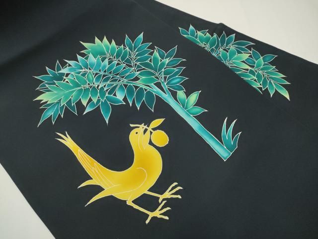 平和屋着物○塩瀬 九寸名古屋帯 花喰鳥 正絹 逸品 CAAX7288hy