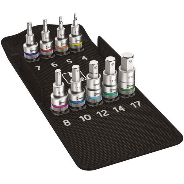 WERA ヴェラ 差込角1|2inch 9点組 INHEX ビットソケット セット 保持機能付き 4-17mm 004201 工具 ツール DIY 作業工具 道具