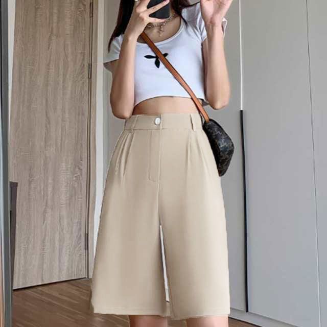 新品未使用　ローヘン　lohen タブルウェスト　ハーフパンツ 送料無料 ハーフパンツ 夏 レディース ワイドパンツ ストレート