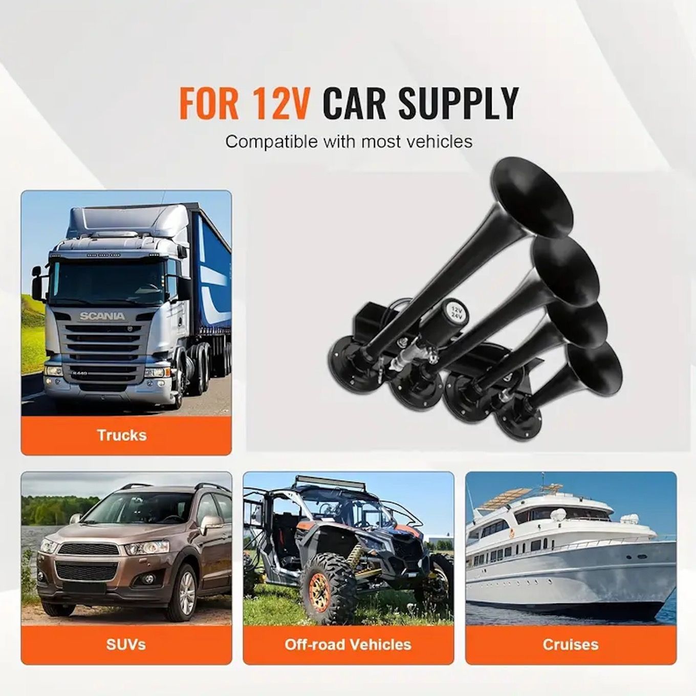 車 トラック ベル ホーン トランペット 35cm ブラック 金属 合金 ラッパ 150db マウンテンバイク 12-24V レトロ おしゃれ アルミ t2429 FFCRYSTALESIA_COM