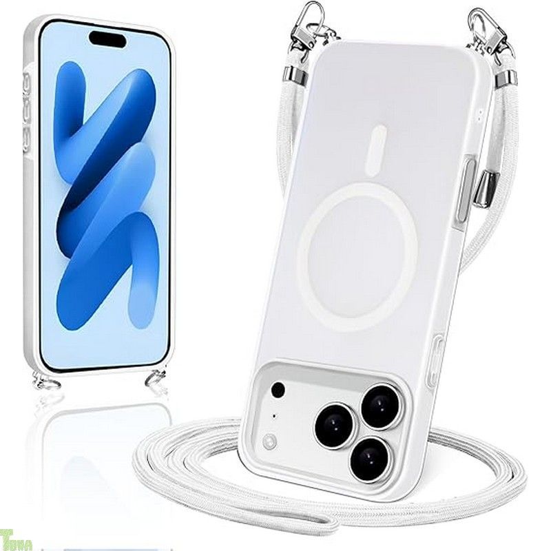 iPhone 17 pro max 用 ケース ショルダー スマホケース カバー マット質感 手触り良い 可愛い かわいい 韓国 TPU+PC 耐衝撃 指紋防止 ワイヤレス充電対応 アイフォン17 pro max(ホワイト) a