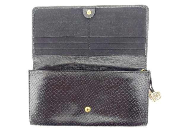 T1495 カルティエ 長財布 ブラック パイソン レザー T1495 カルティエ 長財布 ブラック パイソン レザー